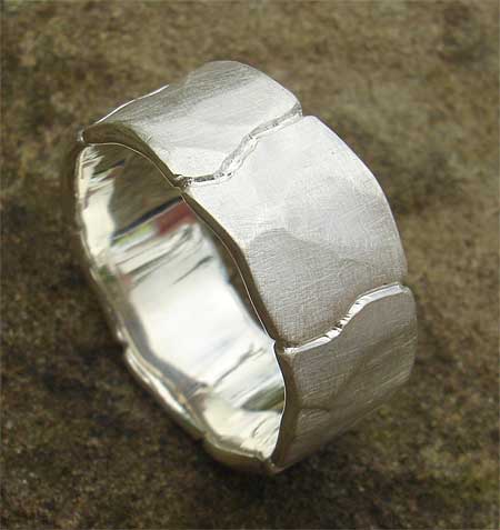 mens hammered sterling silver ring