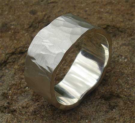 men's hammered sterling silver ring