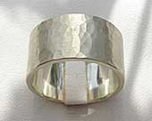 Mens hammered white gold wedding ring