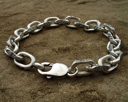 Mens handmade silver chain bracelet