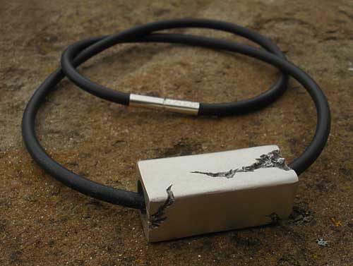 mens heavily textured silver necklace
