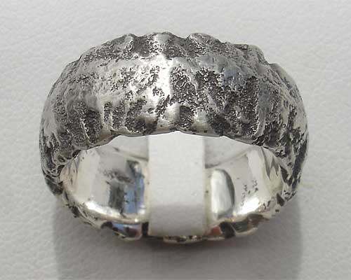 Mens Heavily Textured Silver Ring | LOVE2HAVE in the UK!