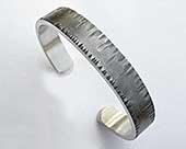 Mens heavy oxidised silver cuff bracelet