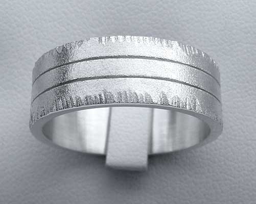 mens heavy textured silver ring