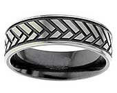 Mens herringbone wedding ring