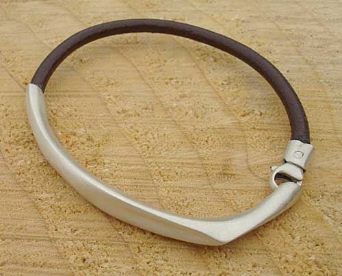 men's leather and silver bracelet