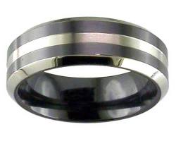 Mens modern two tone wedding ring