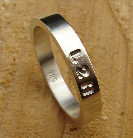 mens narrow personalised silver ring