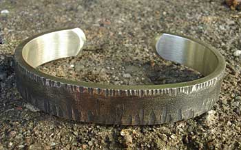 Mens oxidised silver cuff bracelet