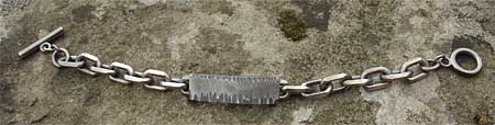 men's oxidised silver id bracelet