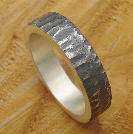 mens oxidised silver ring