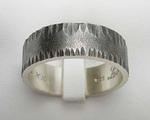 mens oxidised sterling silver ring
