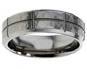 Mens panelled titanium wedding ring