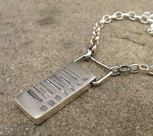 Men's Necklace / Long Silver Chain With Razor Blade 