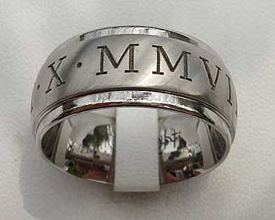 Custom Roman  Numerals Wedding  Ring  LOVE2HAVE in the UK 