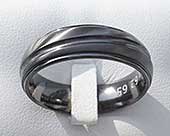 Mens shoulder cut black wedding ring