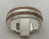 Mens silver and wooden wedding ring