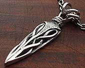 Mens silver Celtic dagger necklace