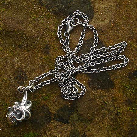 Mens silver octopus surf necklace