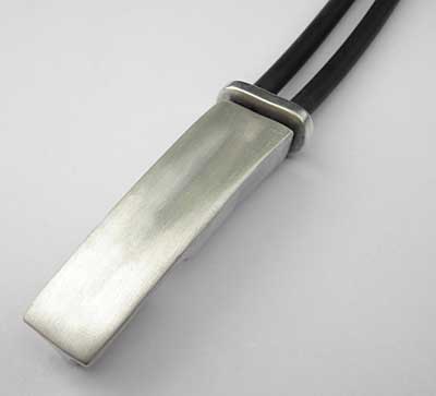 mens silver and rubber bracelet