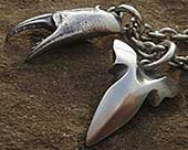 Mens silver sharks tooth and claw necklace