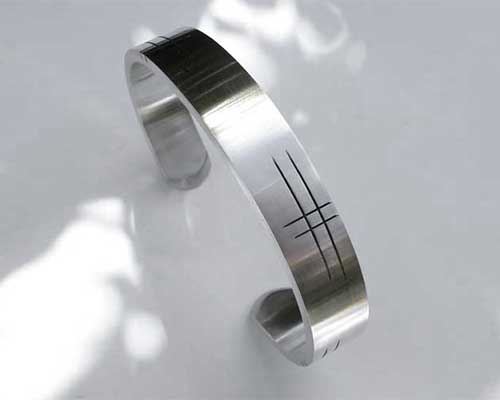 Mens solid sterling silver cuff bracelet