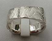 Mens square diamond silver ring