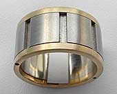Mens steel and gold wedding ring