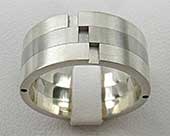 Mens steel and silver wedding ring