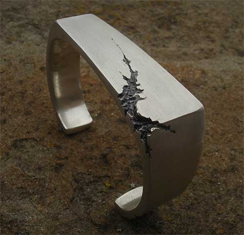 men's textured silver torc bracelet