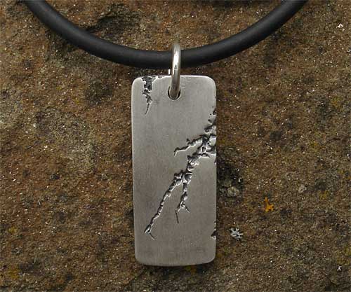 mens textured sterling silver necklace