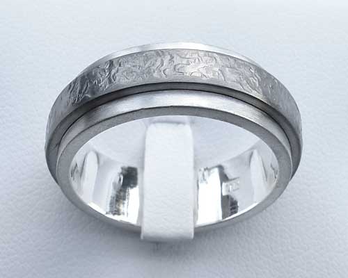 men's textured titanium ring
