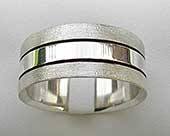 Mens twin finish silver wedding ring