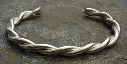 mens twisted silver bracelet