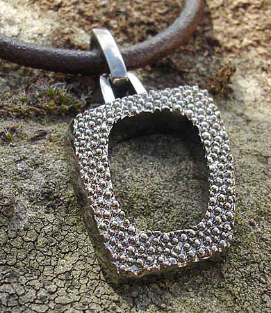 Mens unusual oxidised silver necklace