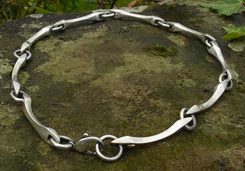 Mens unusual silver chain necklace