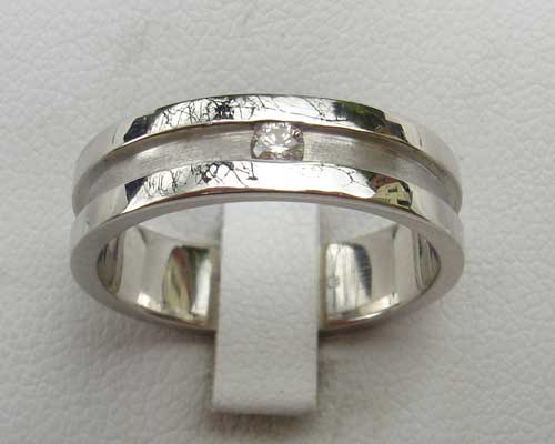 mens unusual silver diamond ring