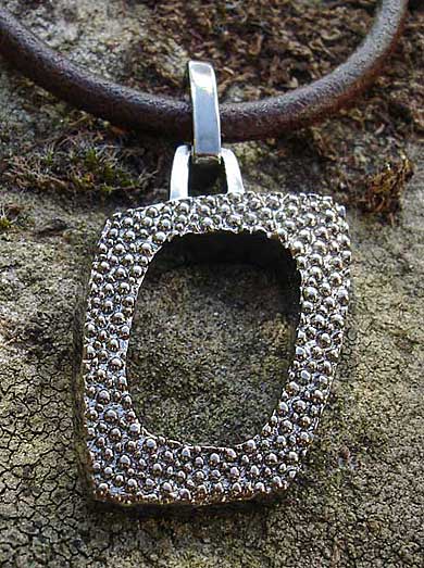 Mens unusual silver oxidised necklace