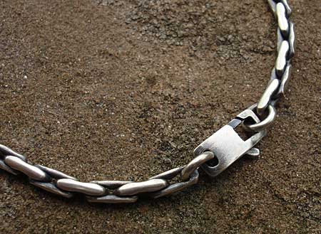 Unusual silver chain bracelet for men