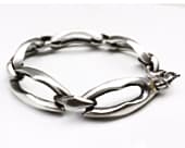 Mens unusual sterling silver link bracelet