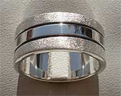 Mens unusual two tone silver ring