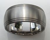 Mens wide dome profile titanium wedding ring