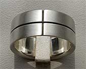 Mens wide etched silver ring