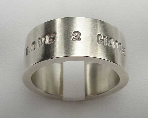 mens wide personalised silver ring