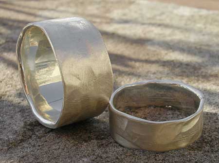 men's and women's hammered silver rings