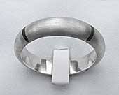 Mens wood inlay silver ring