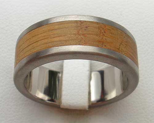 Size S Wood Inlay Titanium Designer Ring