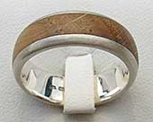 Mens silver and wooden wedding ring