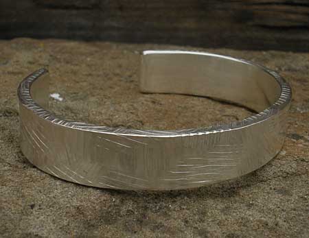 Wide Hammered Sterling Silver Cuff Bracelet  Handmade Baubles
