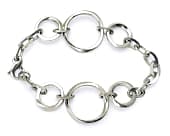 Modern artisan womens silver link bracelet
